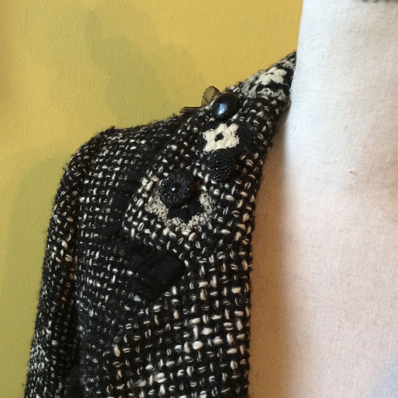 Karen Kane Great Black & Ivory Woven Jacket sz 8 - Picture 3 of 16